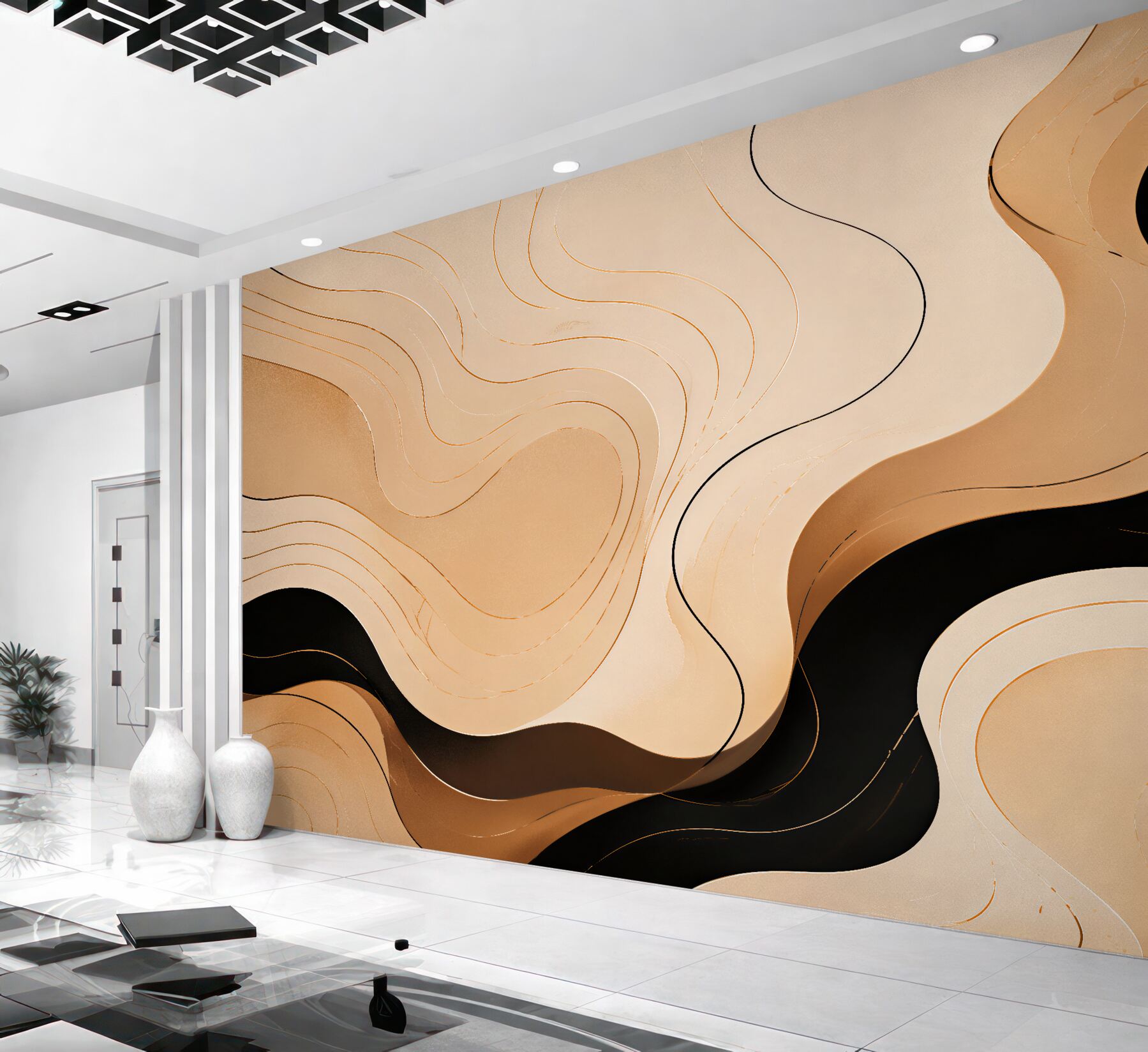 Fototapet Abstracțiune fluidă în tonuri de caramel
