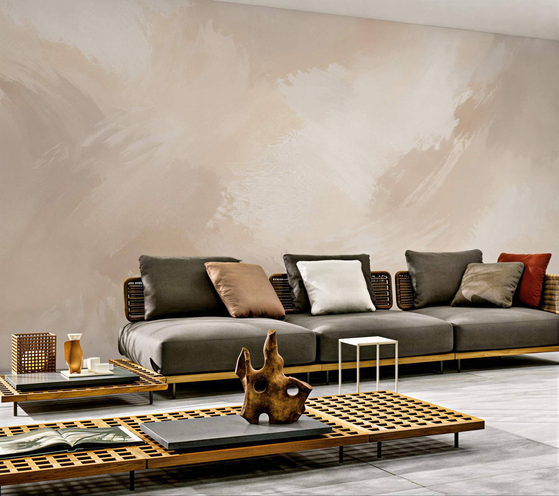 Fototapet Abstract crem realizat cu pensula