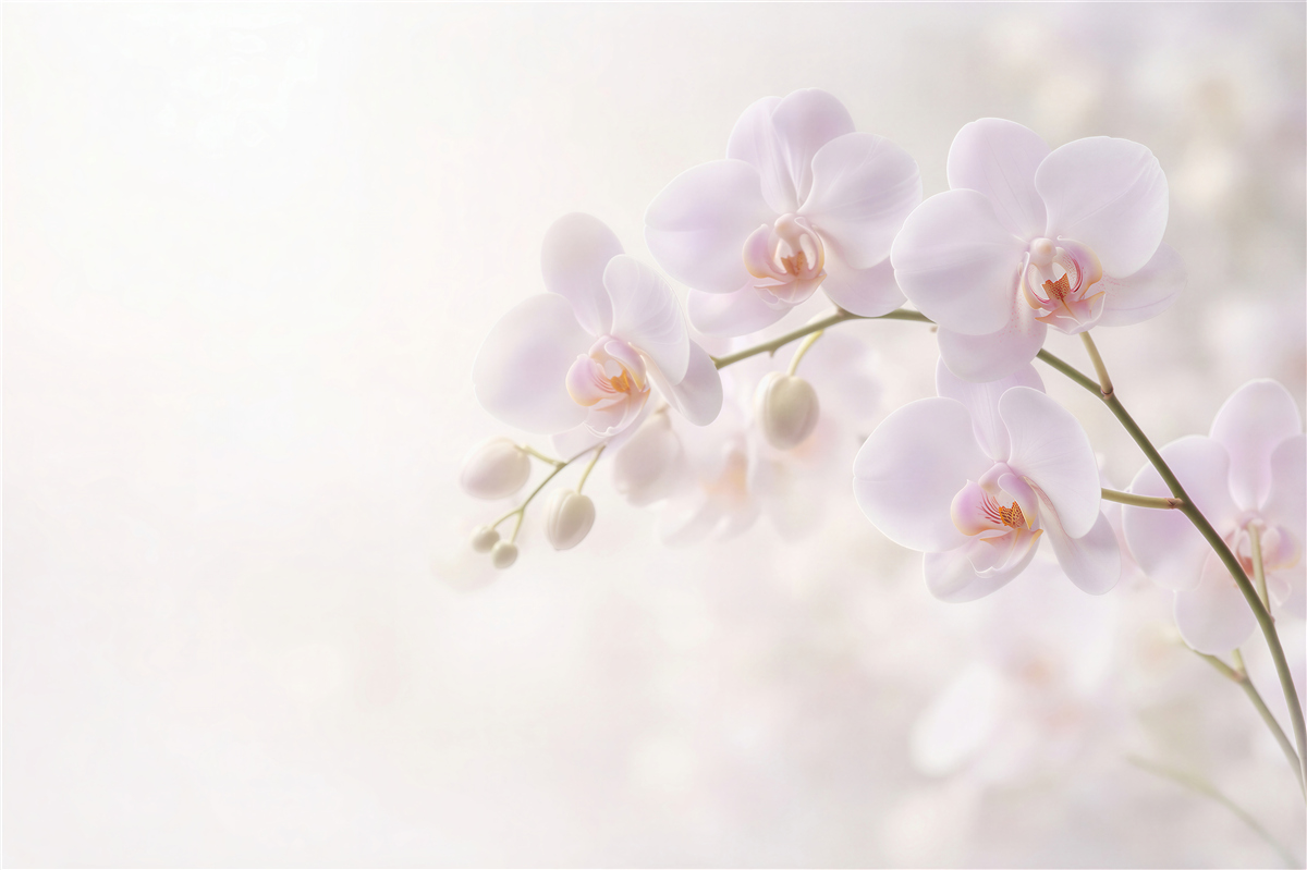 Fototapet Orhidee albe delicate