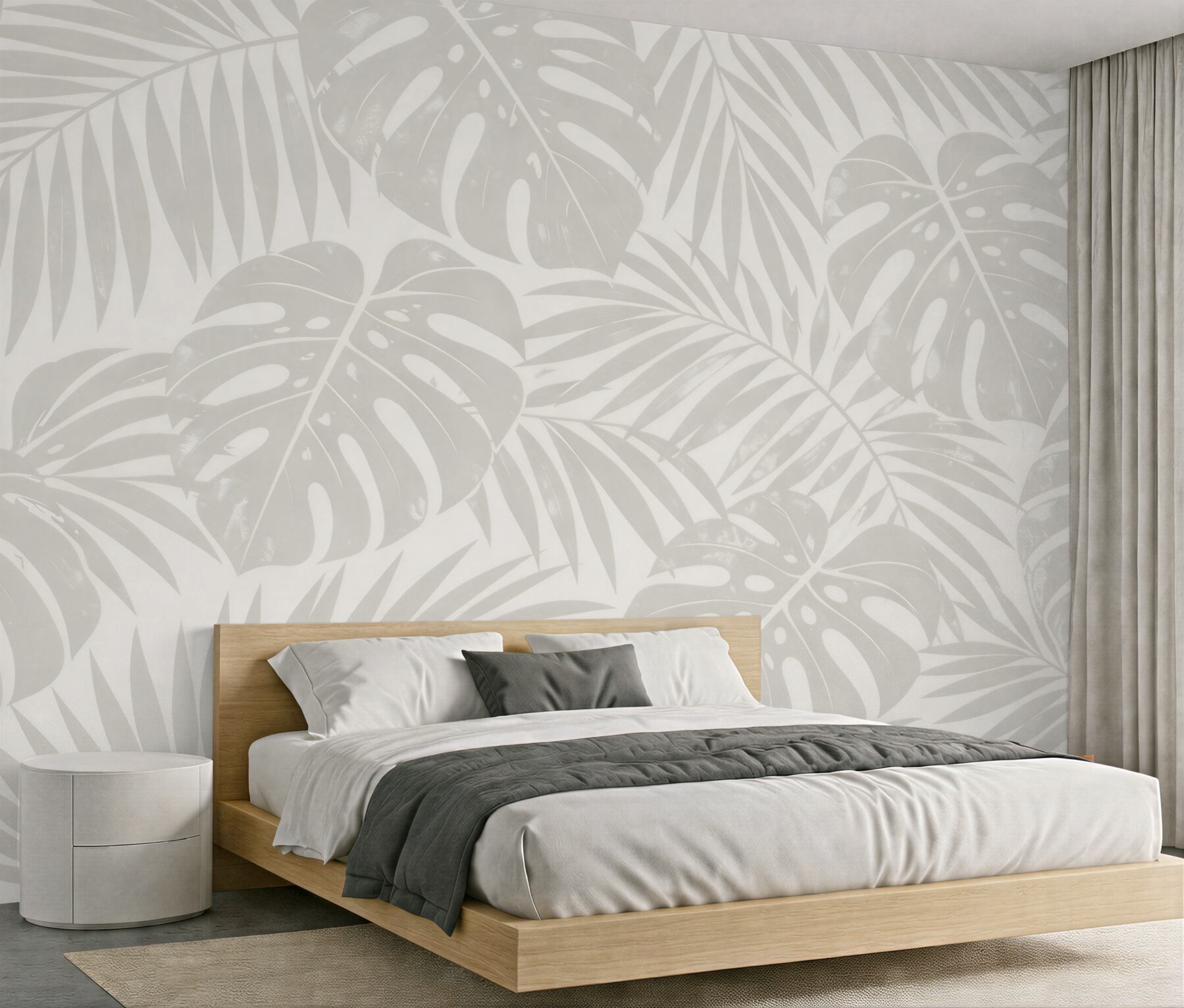 Fototapet Frunze tropicale monocrome