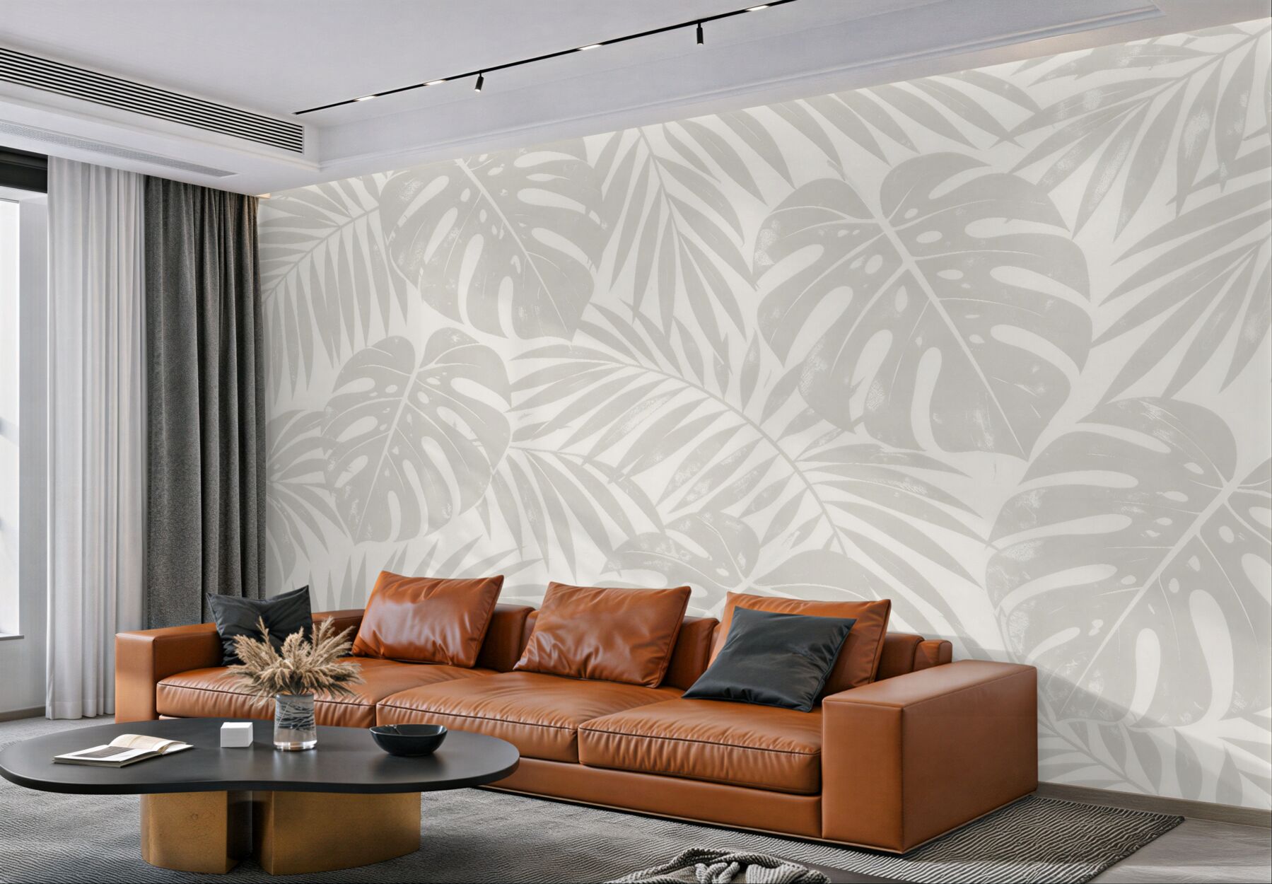 Fototapet Frunze tropicale monocrome