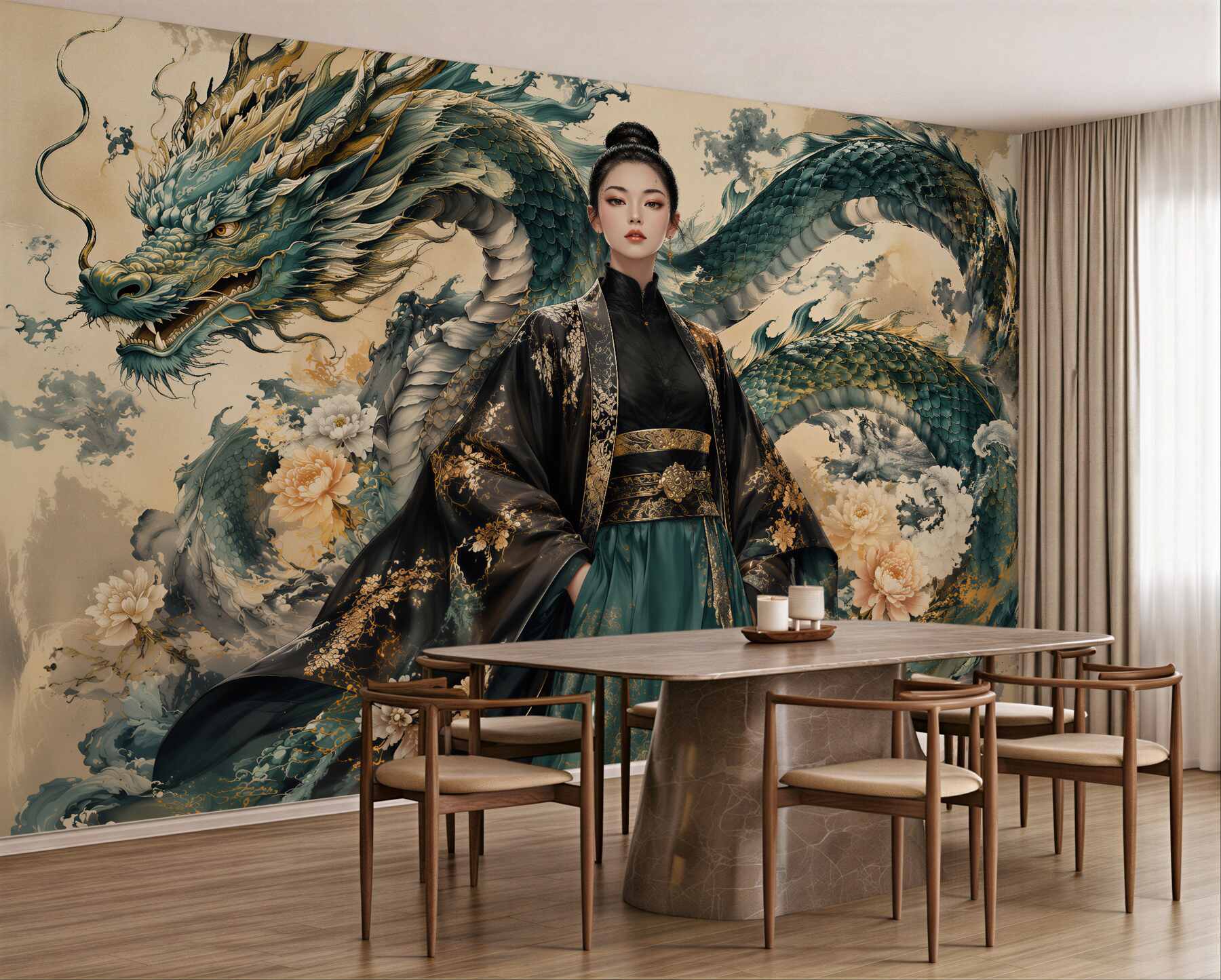 Fototapet Eleganță de dragon în stil oriental