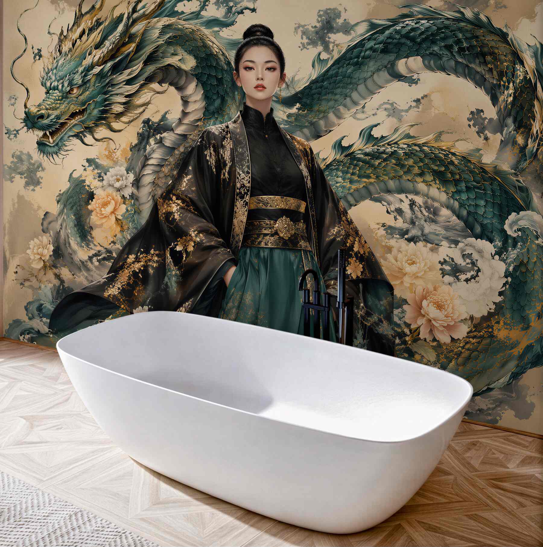 Fototapet Eleganță de dragon în stil oriental