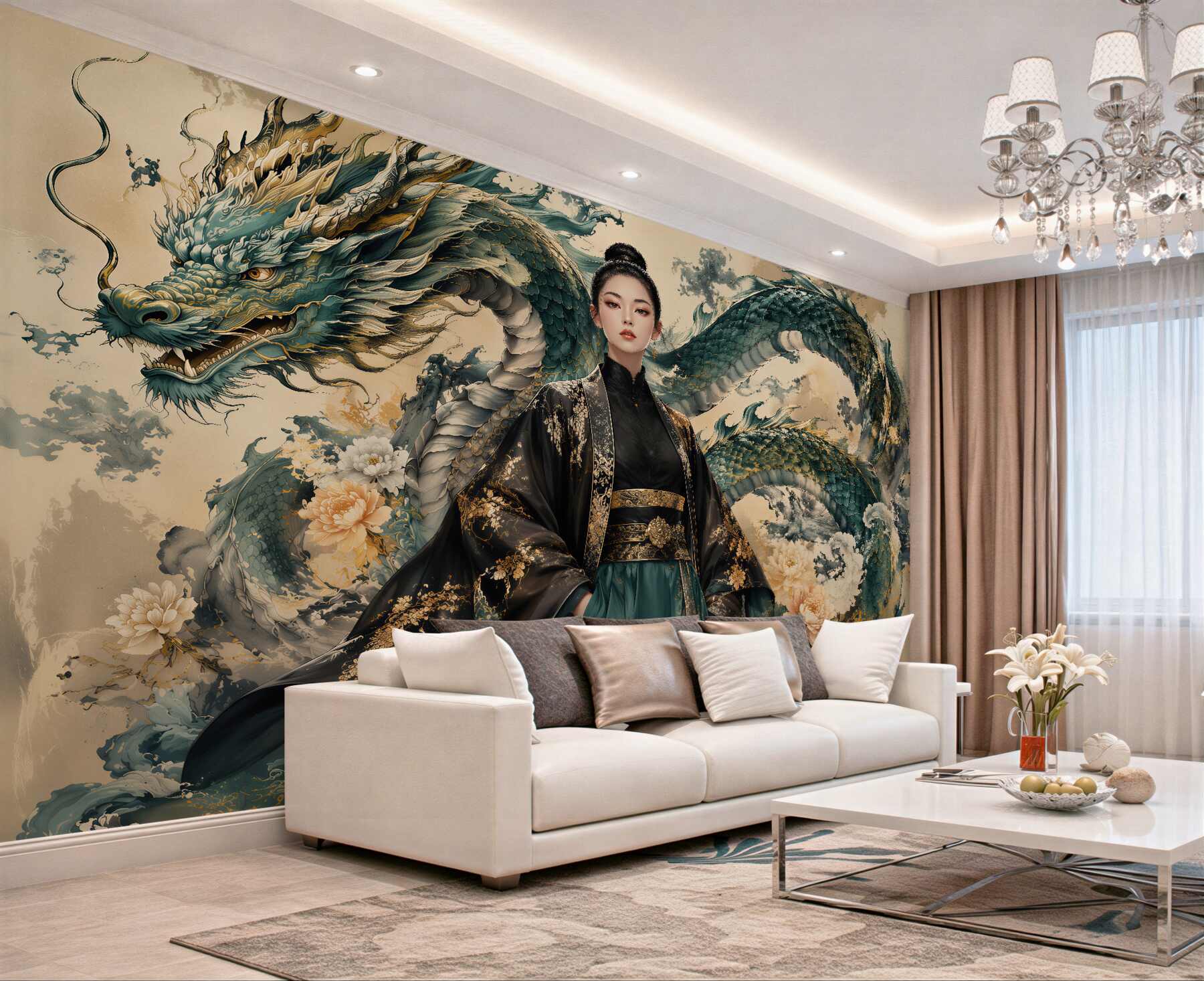 Fototapet Eleganță de dragon în stil oriental