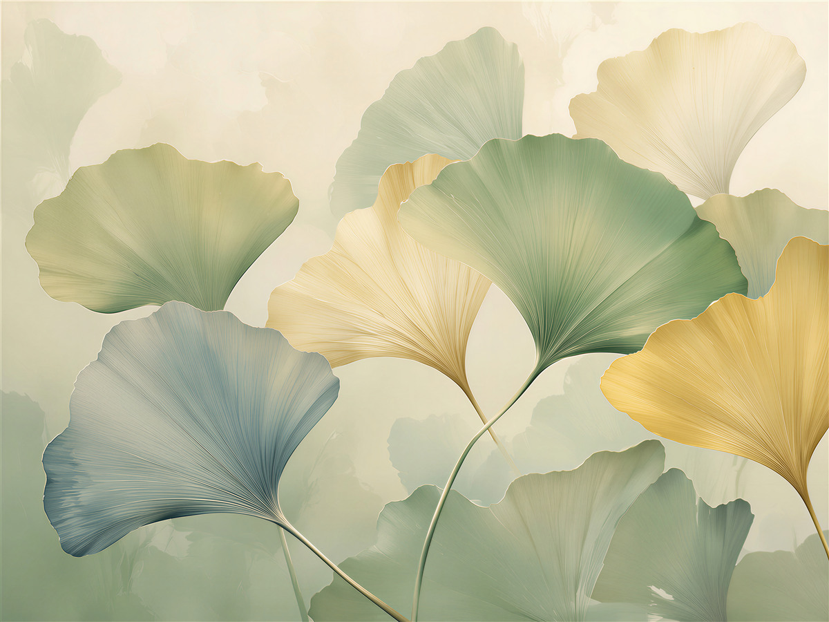 Fototapet Frunze pastel de ginkgo