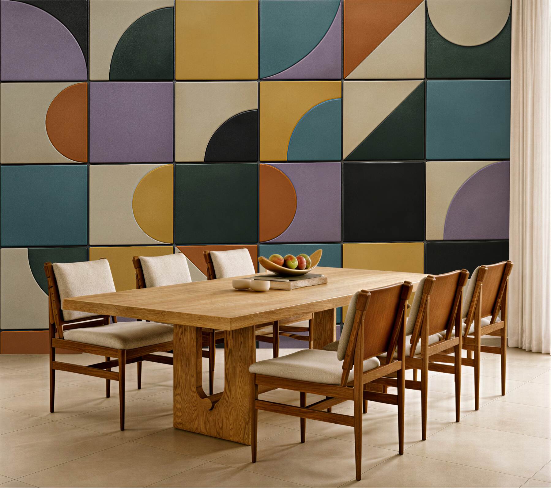 Fototapet Mozaic geometric retro în nuanțe pastel