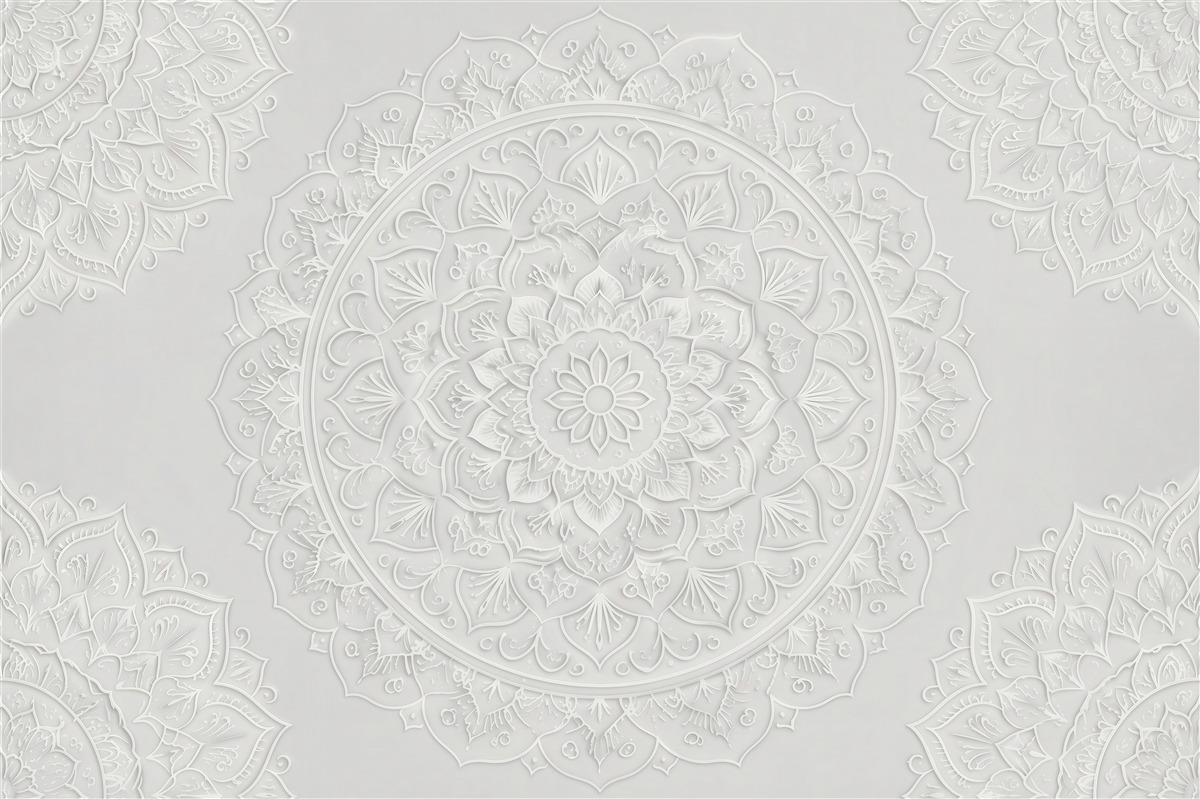 Fototapet Mandala albă cu relief subtil