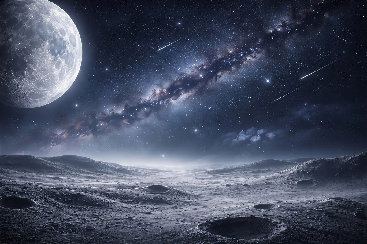 Fototapet Tărâm lunar sub stele