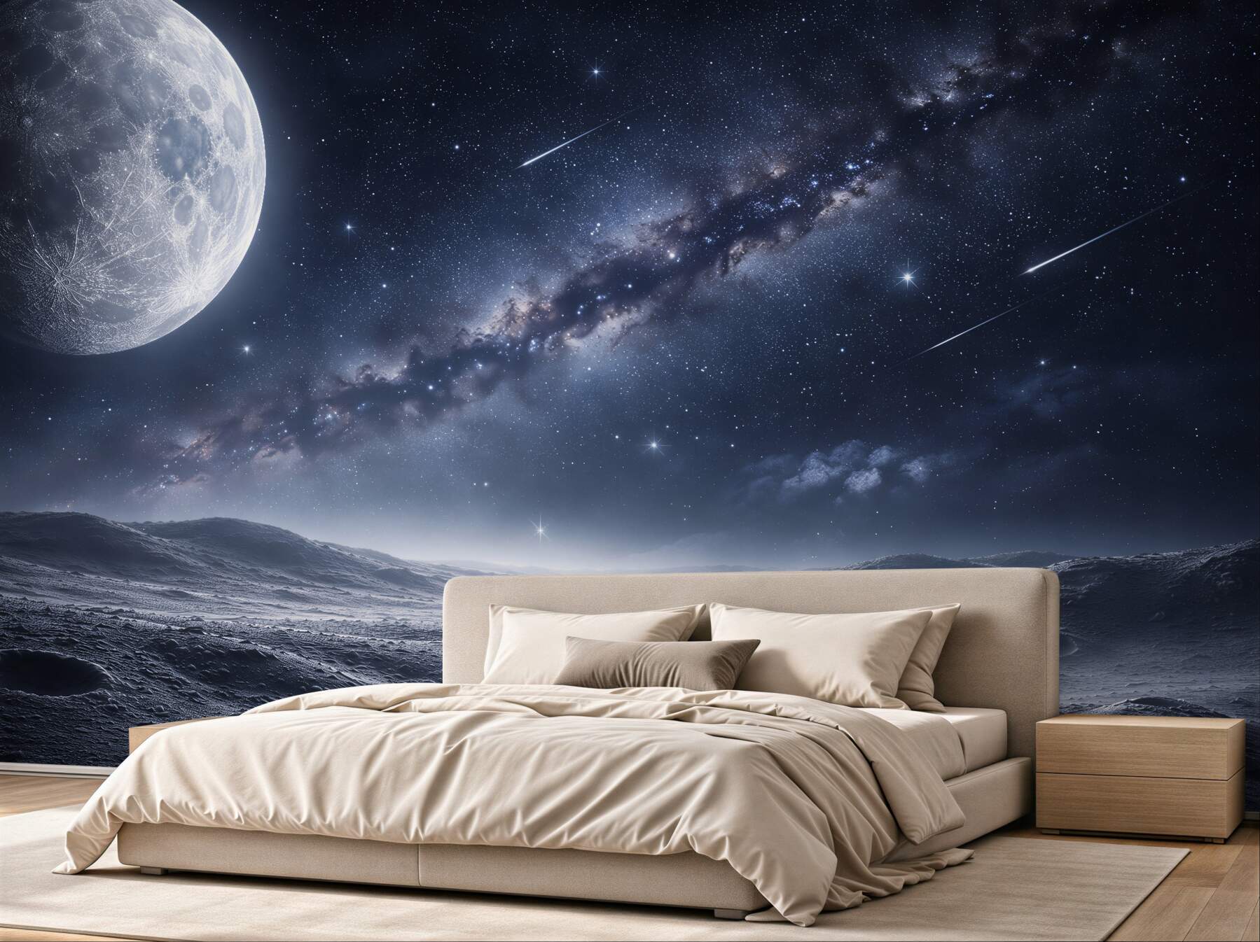 Fototapet Tărâm lunar sub stele