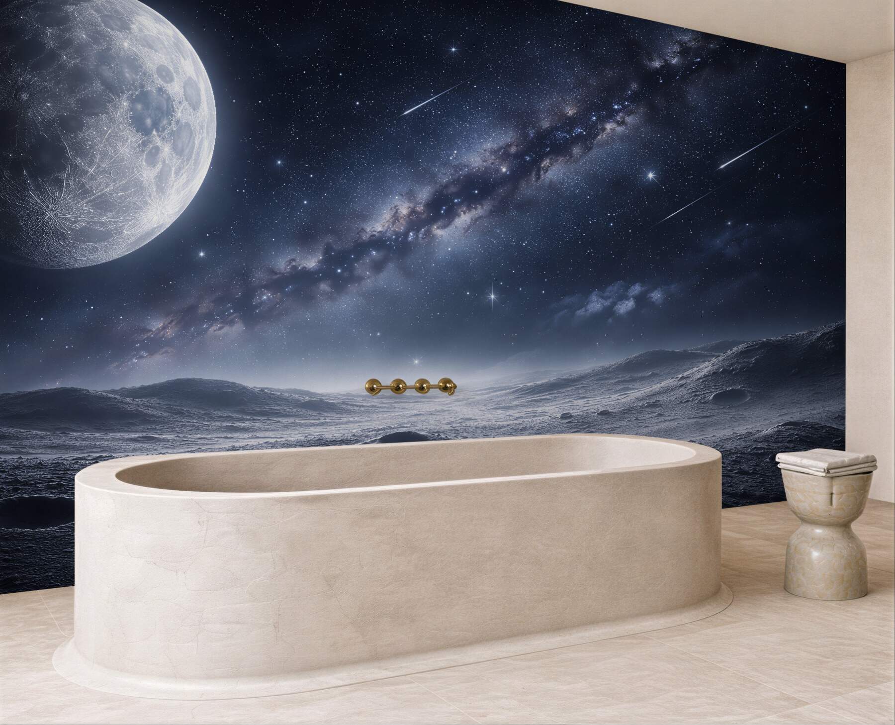 Fototapet Tărâm lunar sub stele