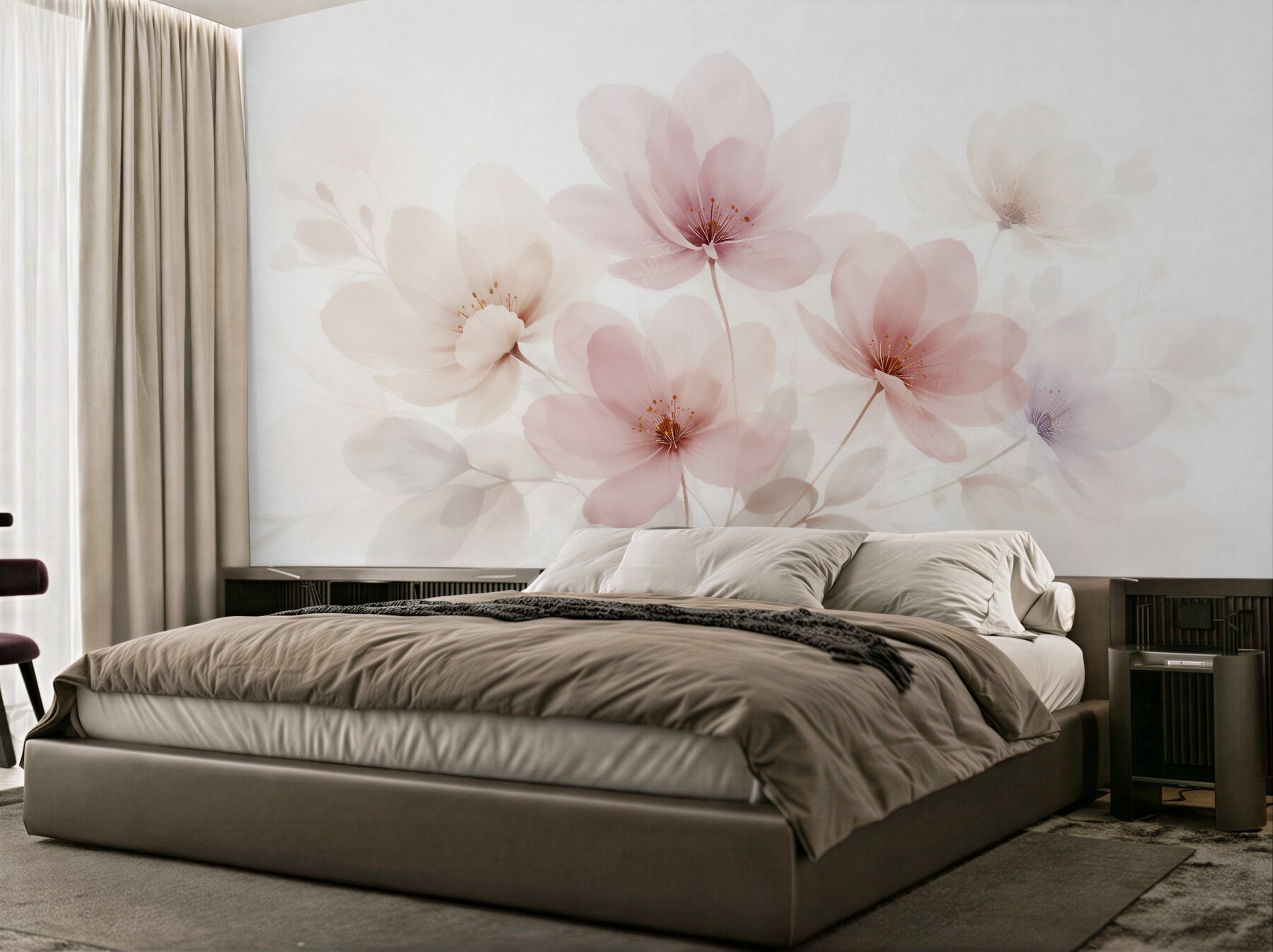 Fototapet Flori pastelate delicate strălucire cețoasă