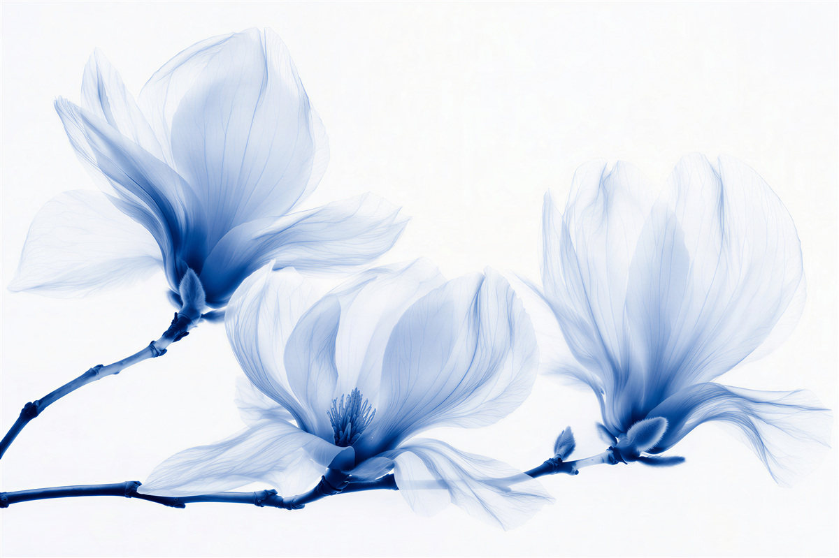Fototapet Magnolii albastre într-o apariție eterică
