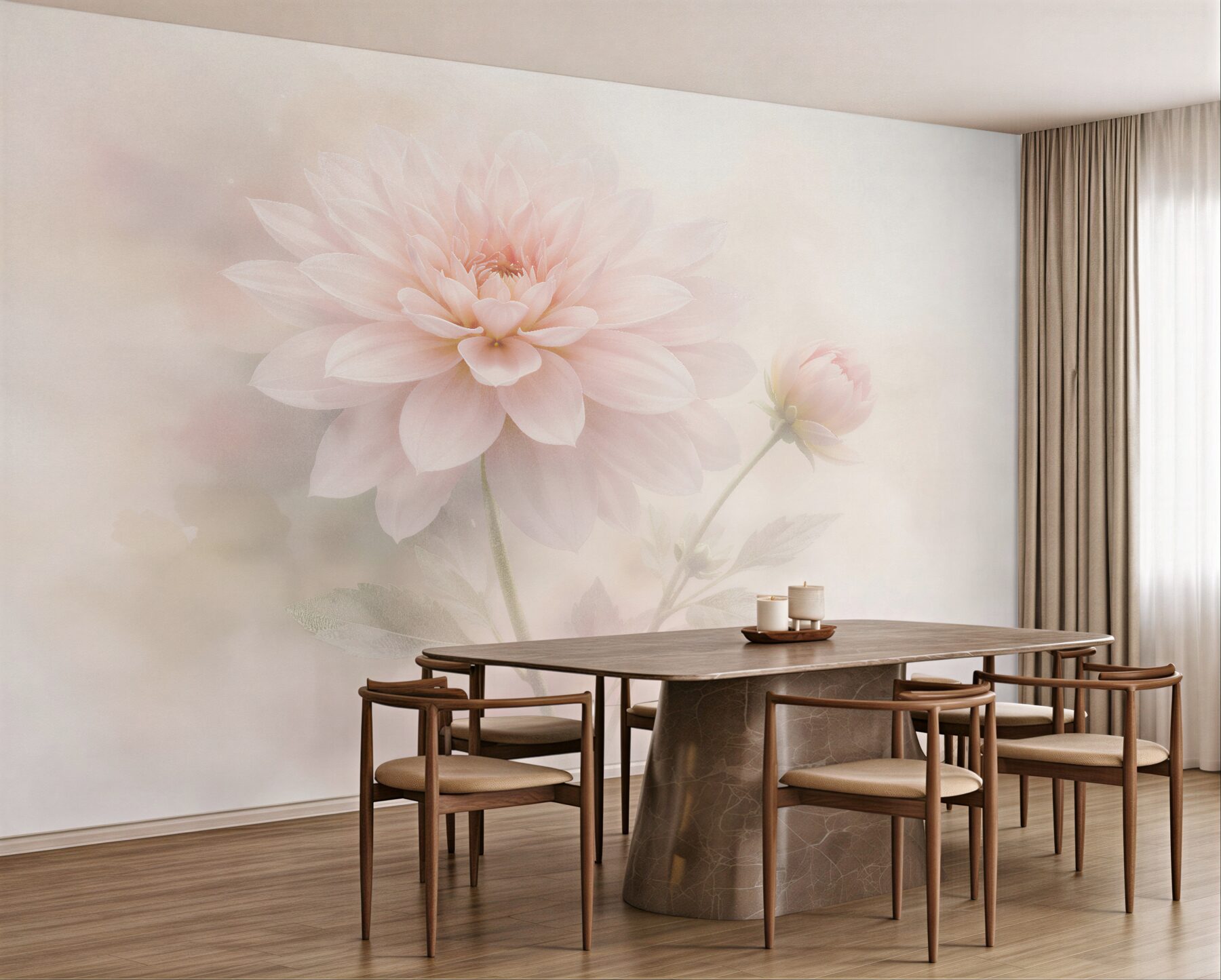 Fototapet Floare pudrată în strălucire cețoasă