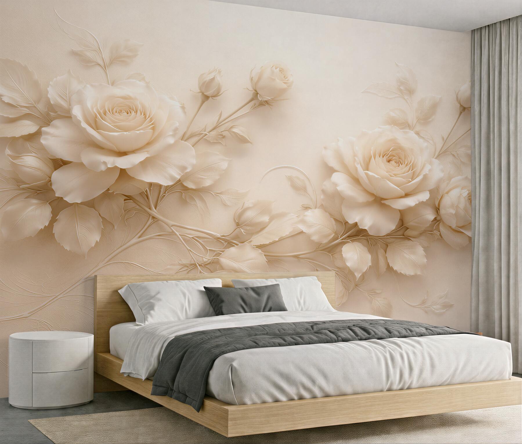 Fototapet Trandafiri crem în relief elegant