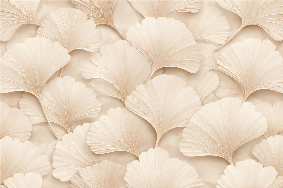 Fototapet Frunze de ginkgo crem 3D