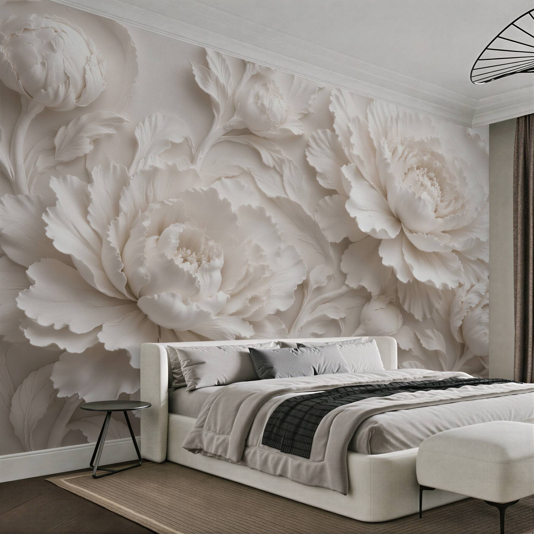 Fototapet Bujori crem în relief 3D