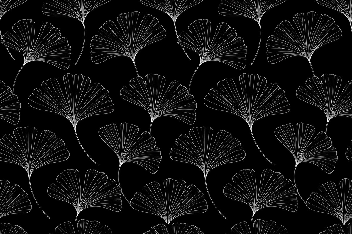 Fototapet Frunze negre de ginkgo în stil minimalist