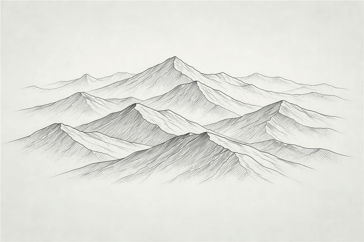 Fototapet Lanțuri muntoase schițate minimalist