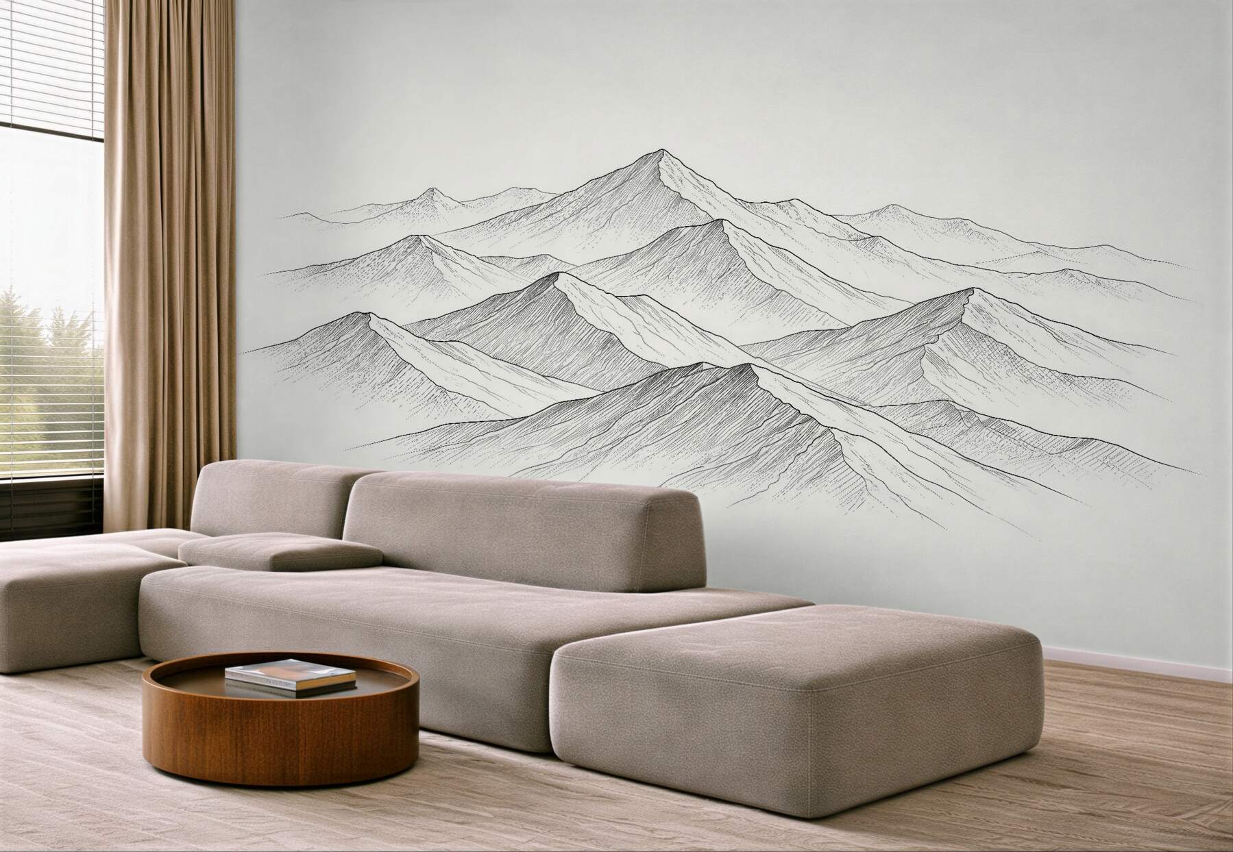Fototapet Lanțuri muntoase schițate minimalist