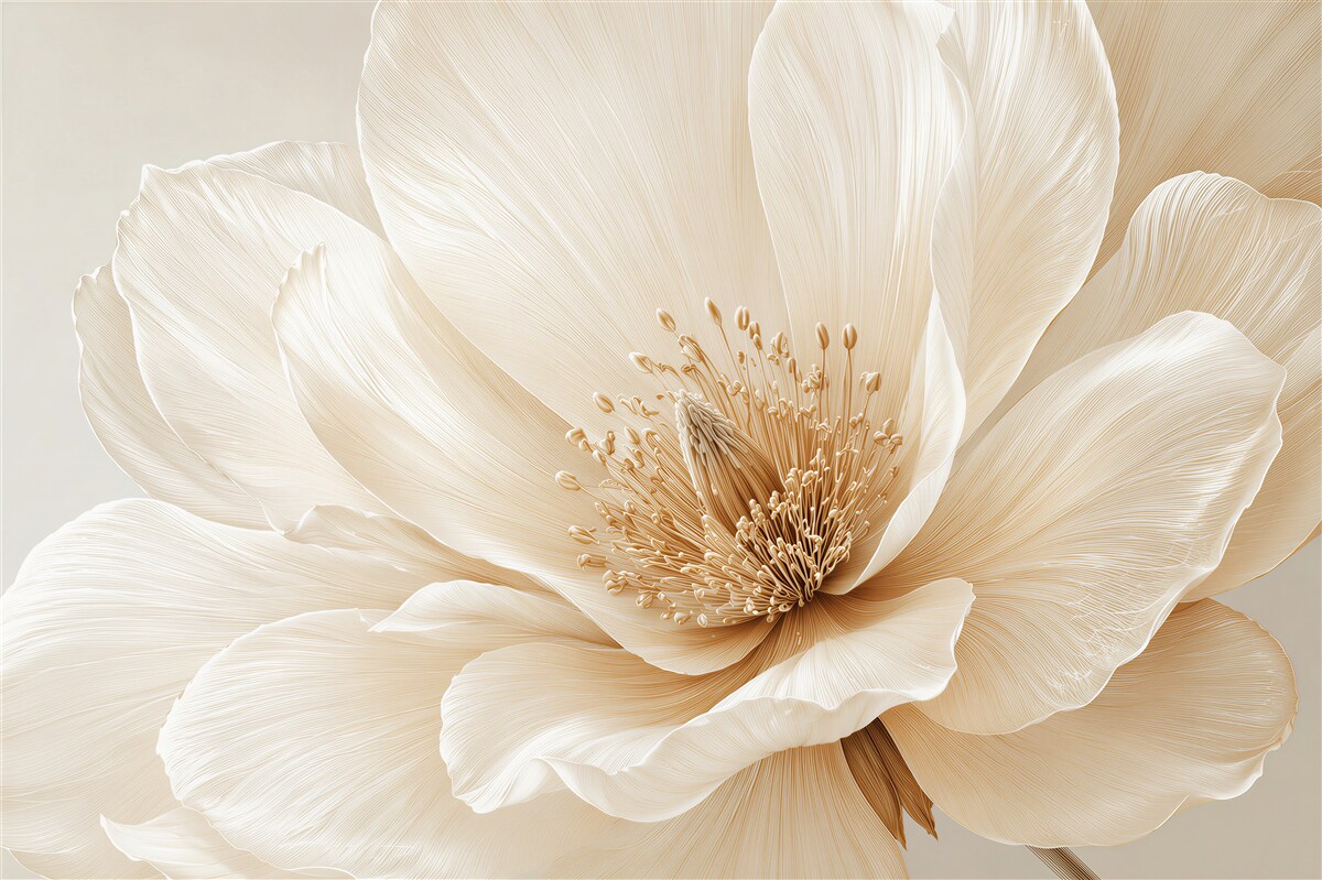 Fototapet Floare crem în macro elegant