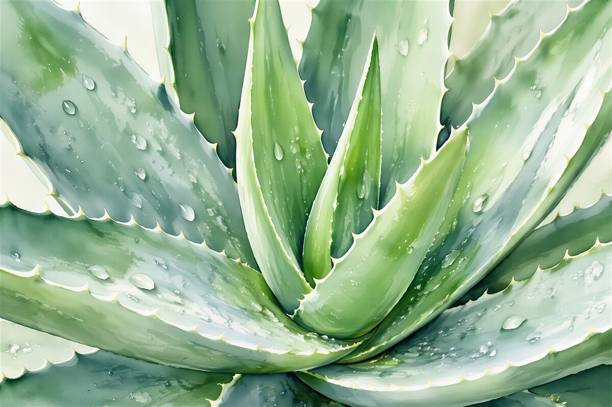 Fototapet Prospețime de aloe în acuarelă