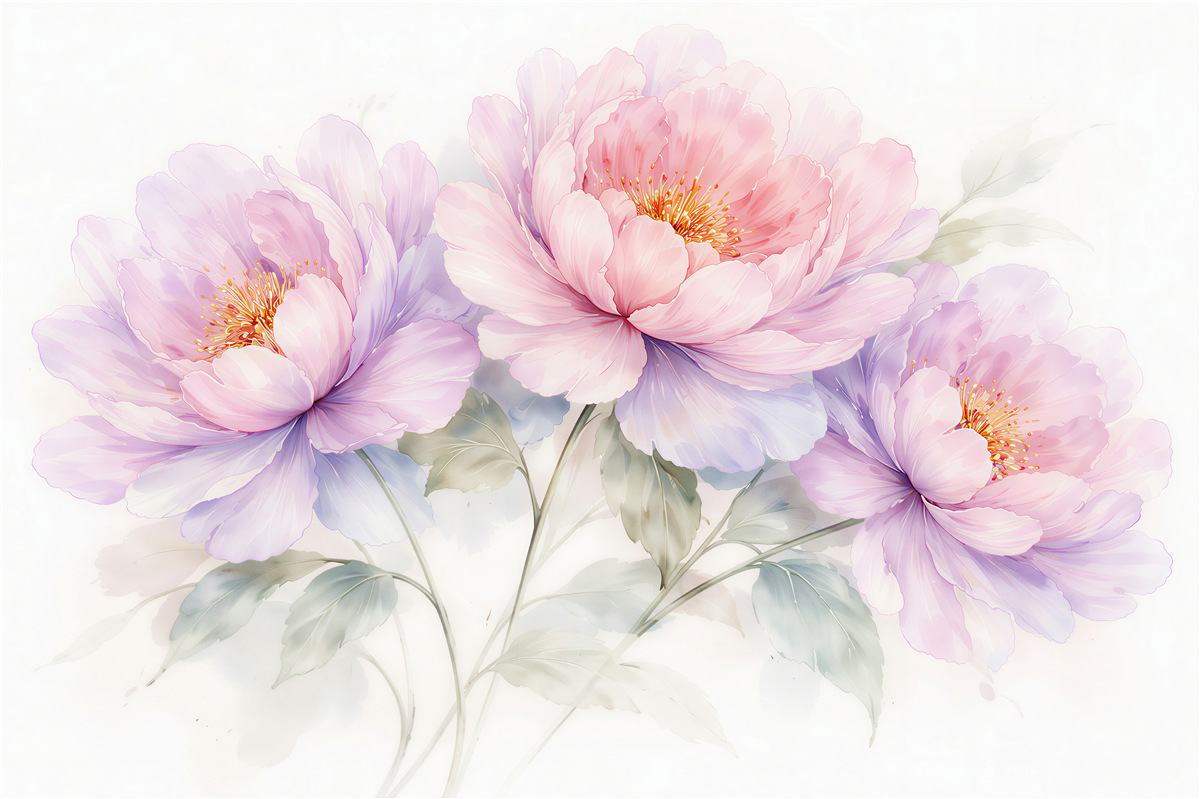 Fototapet Bujori pastel în floare
