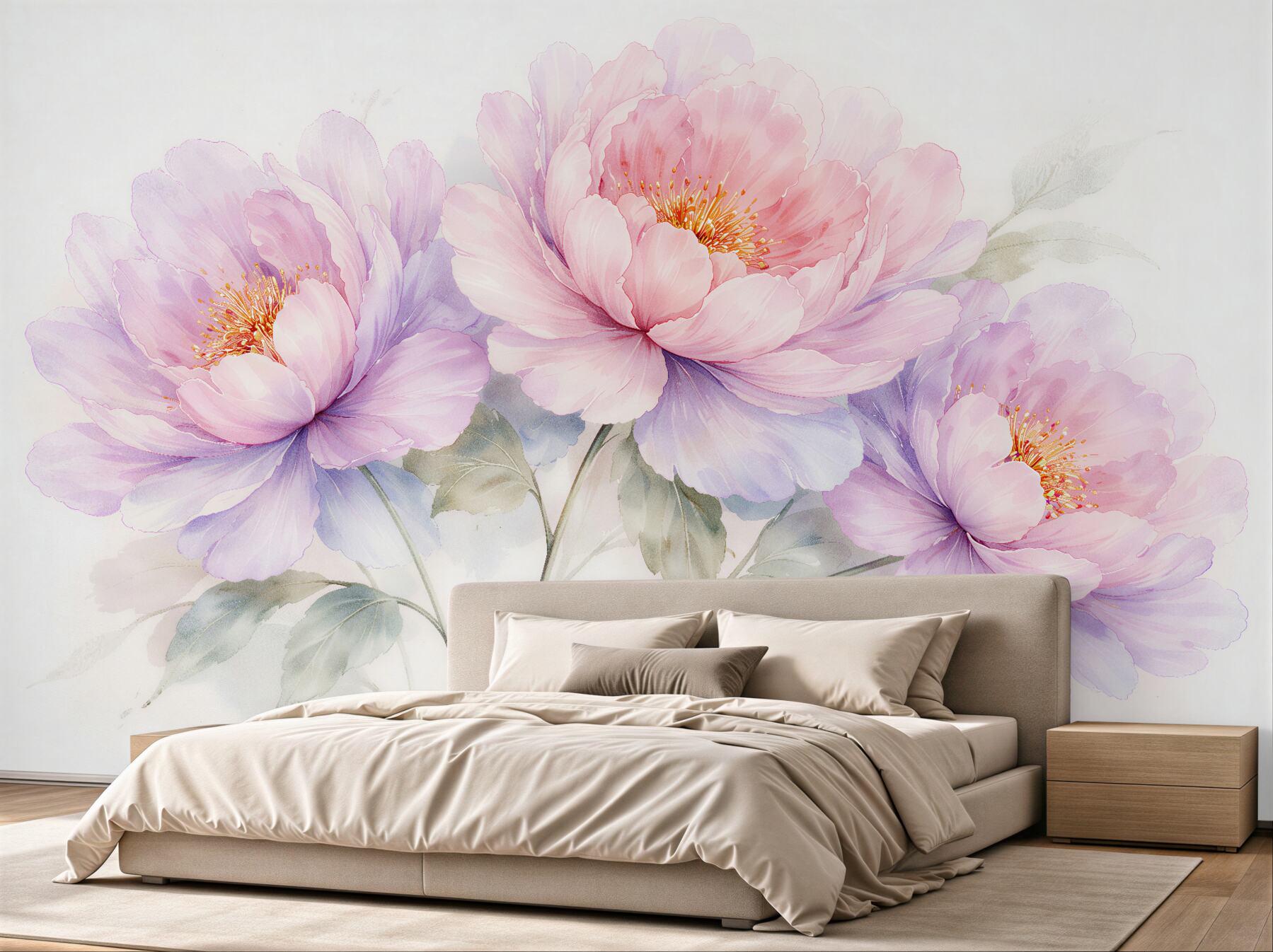 Fototapet Bujori pastel în floare