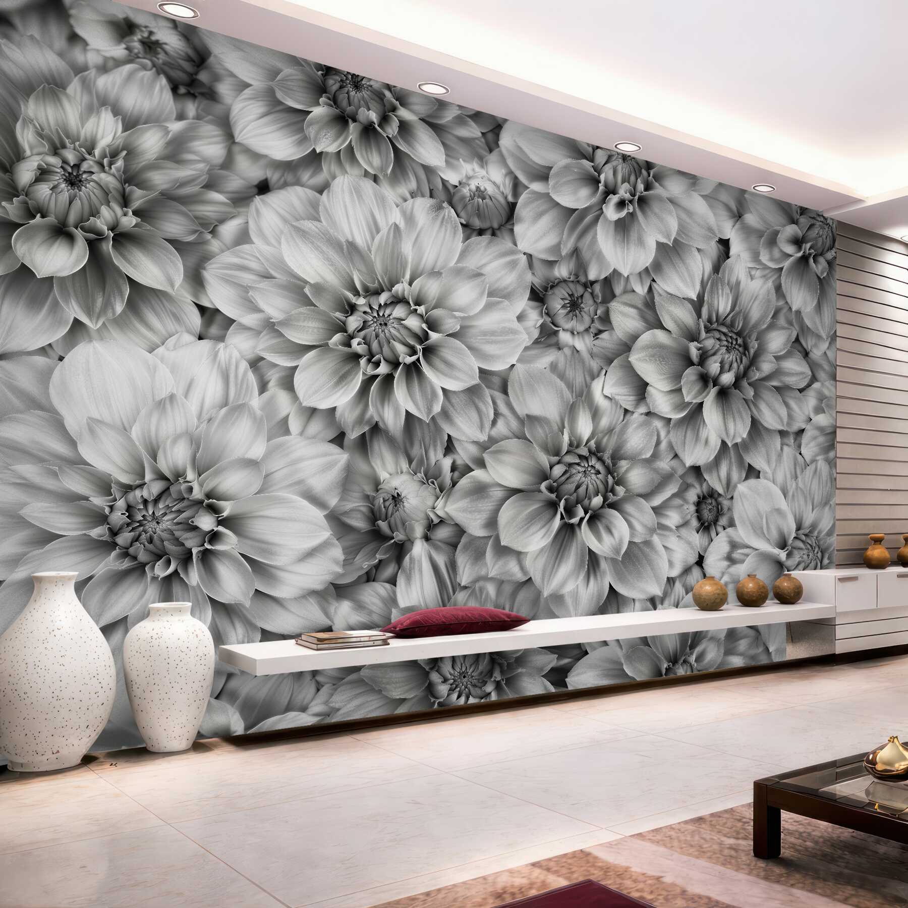 Fototapet Dalii monocrome grădină elegantă