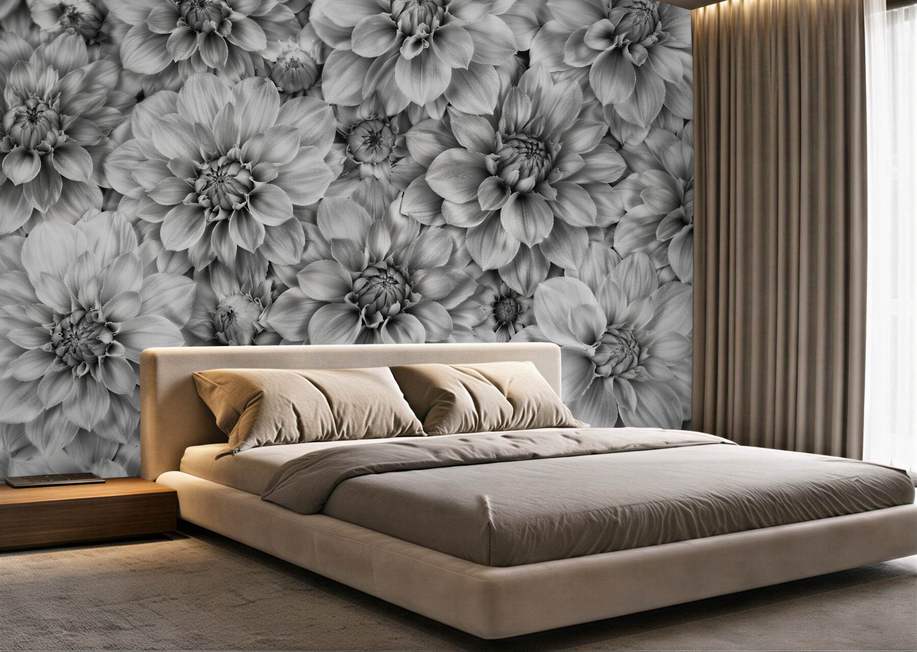 Fototapet Dalii monocrome grădină elegantă