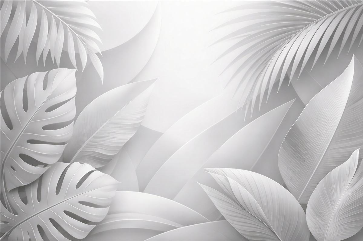 Fototapet Frunze tropicale albe 3D