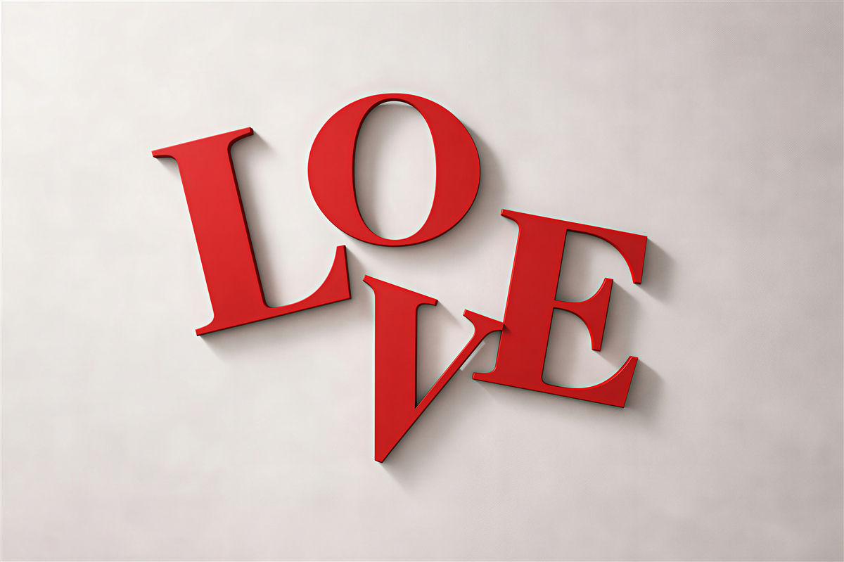 Fototapet Inscripție roșie love 3D