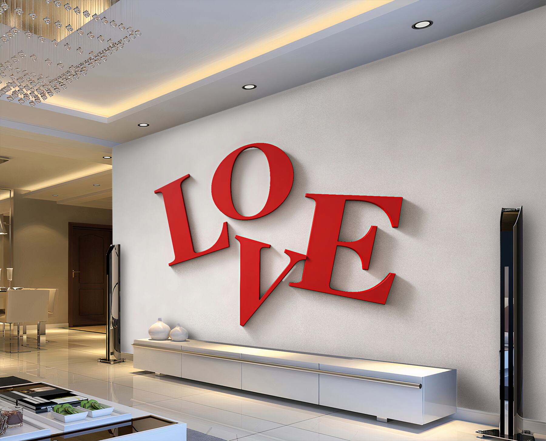 Fototapet Inscripție roșie love 3D