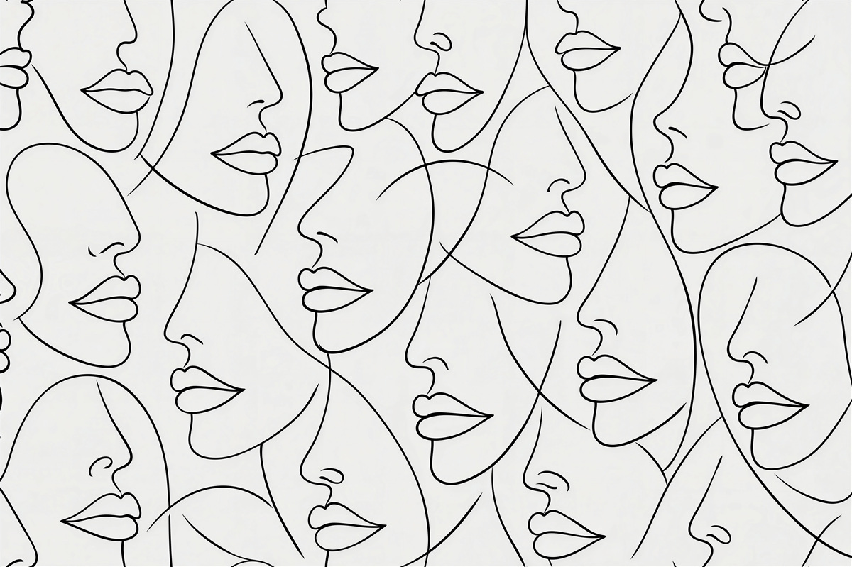 Fototapet Contururi minimaliste ale chipurilor feminine