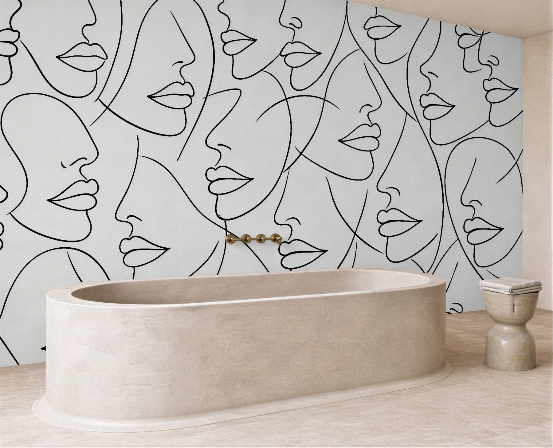 Fototapet Contururi minimaliste ale chipurilor feminine