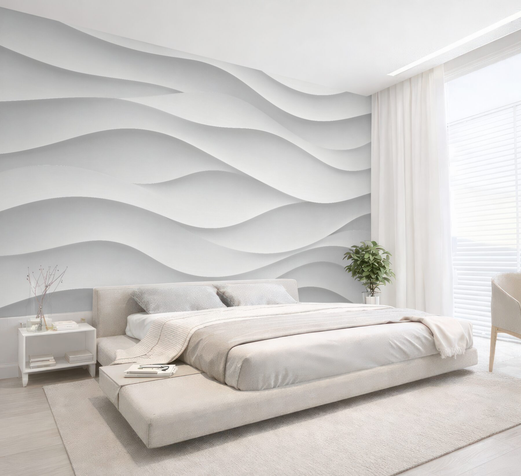Fototapet Valuri albe în relief modern