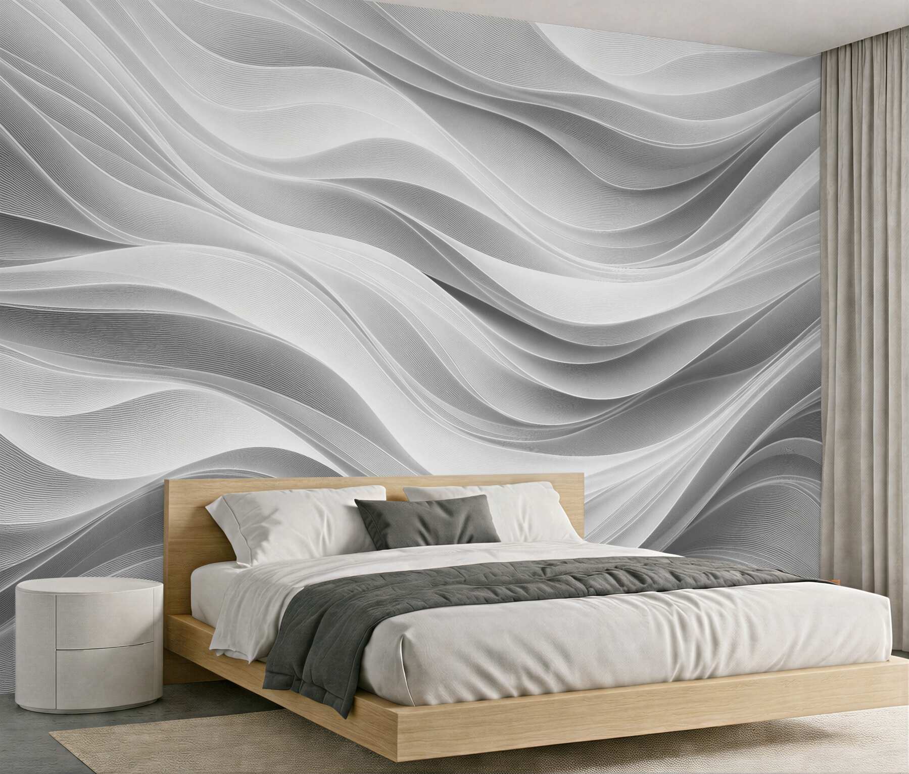 Fototapet Linii albe ondulate 3D