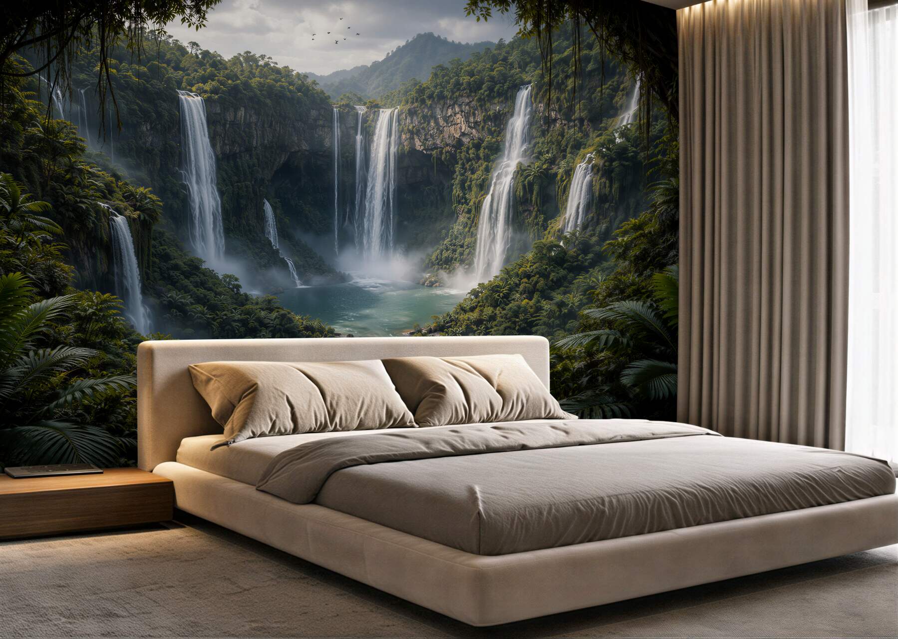 Fototapet Cascade tropicale într-o vale verde