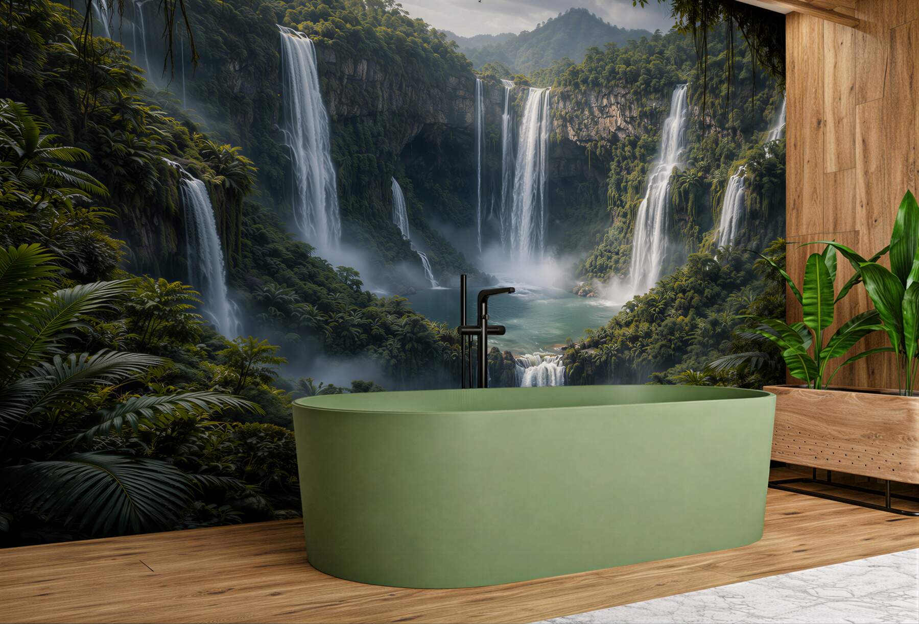 Fototapet Cascade tropicale într-o vale verde