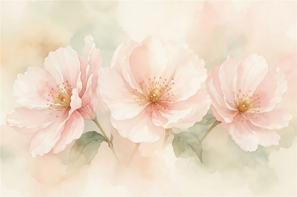 Fototapet Flori delicate în tonuri pastelate