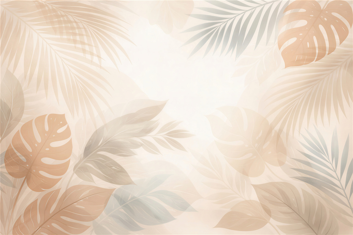 Fototapet Frunze tropicale bej