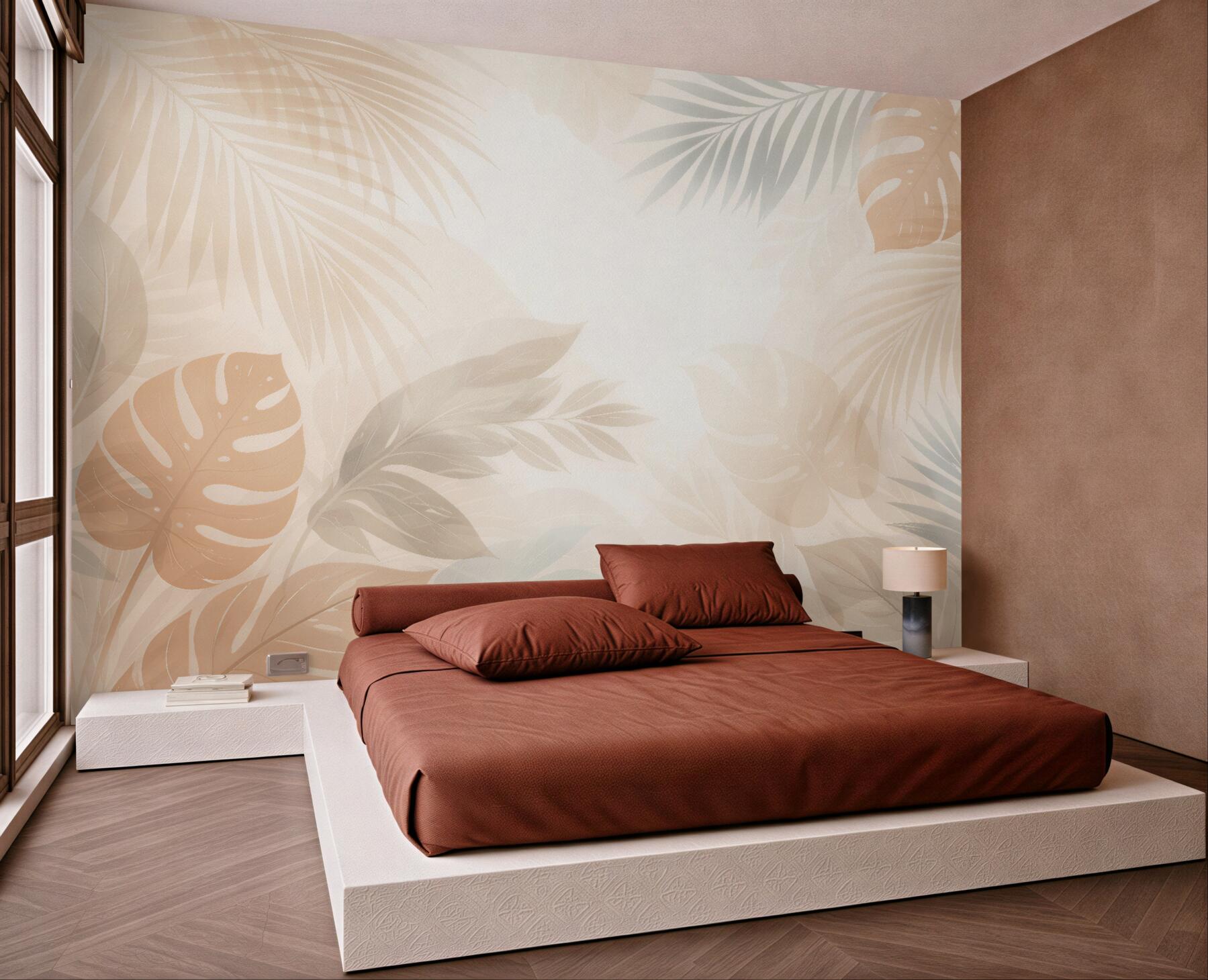Fototapet Frunze tropicale bej