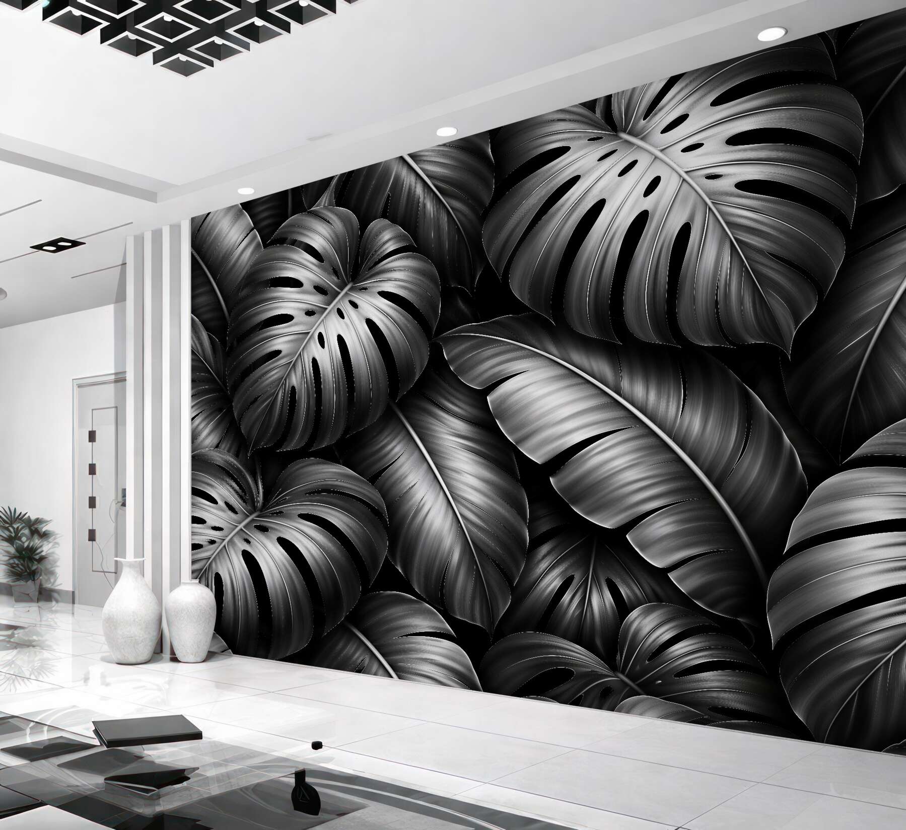 Fototapet Frunze tropicale negre glamour