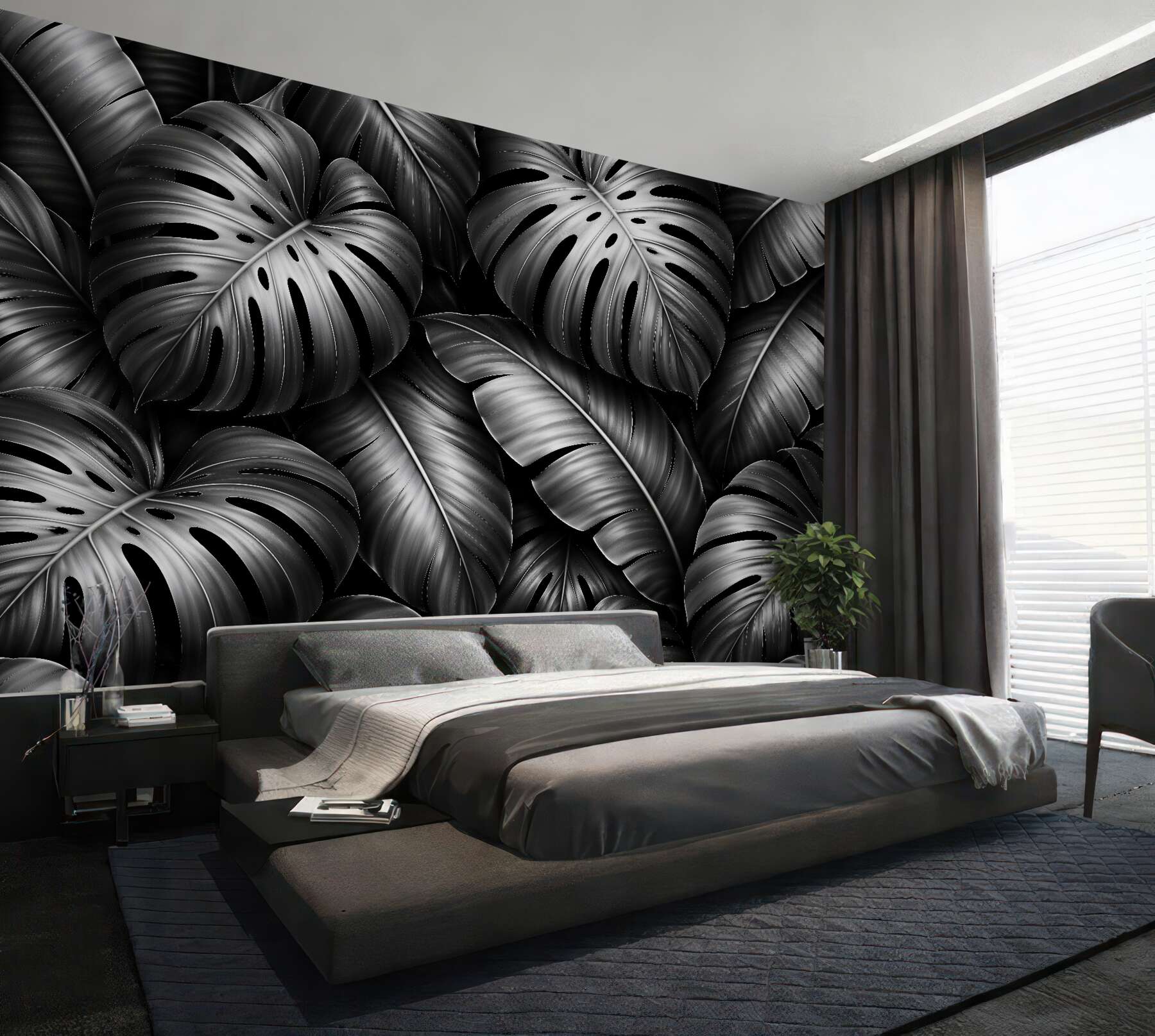 Fototapet Frunze tropicale negre glamour