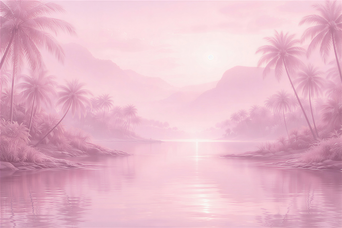 Fototapet Lagună tropicală roz în zori