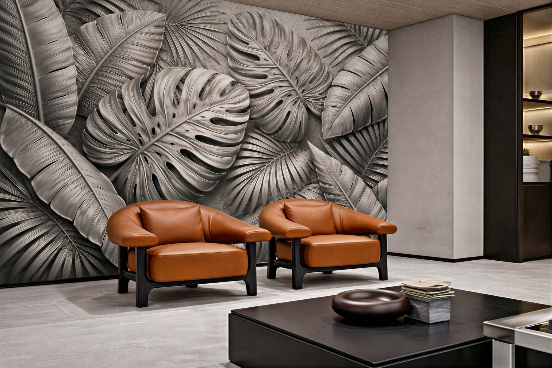 Fototapet Frunze tropicale metalice