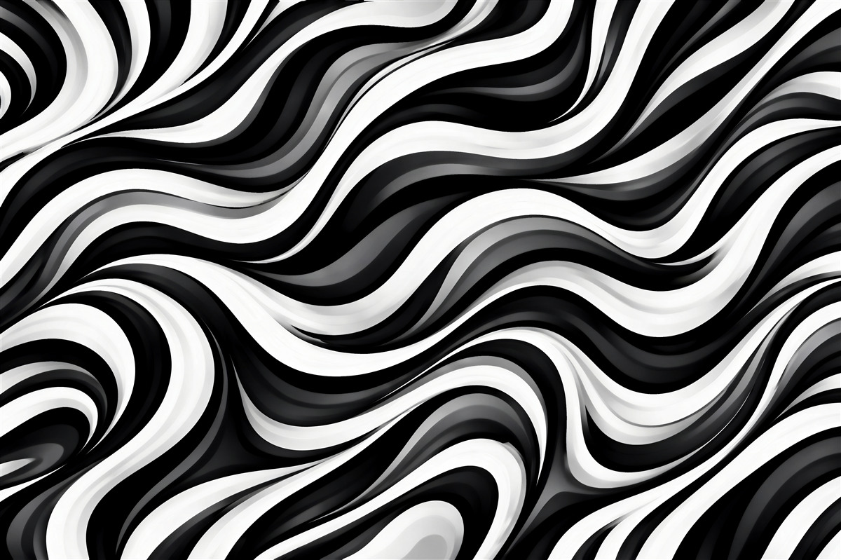 Fototapet Abstracție ondulată alb-negru