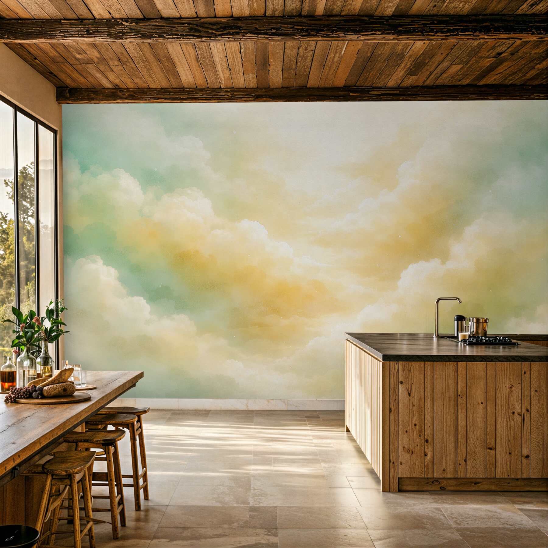 Fototapet Cer pastelat plin de nori