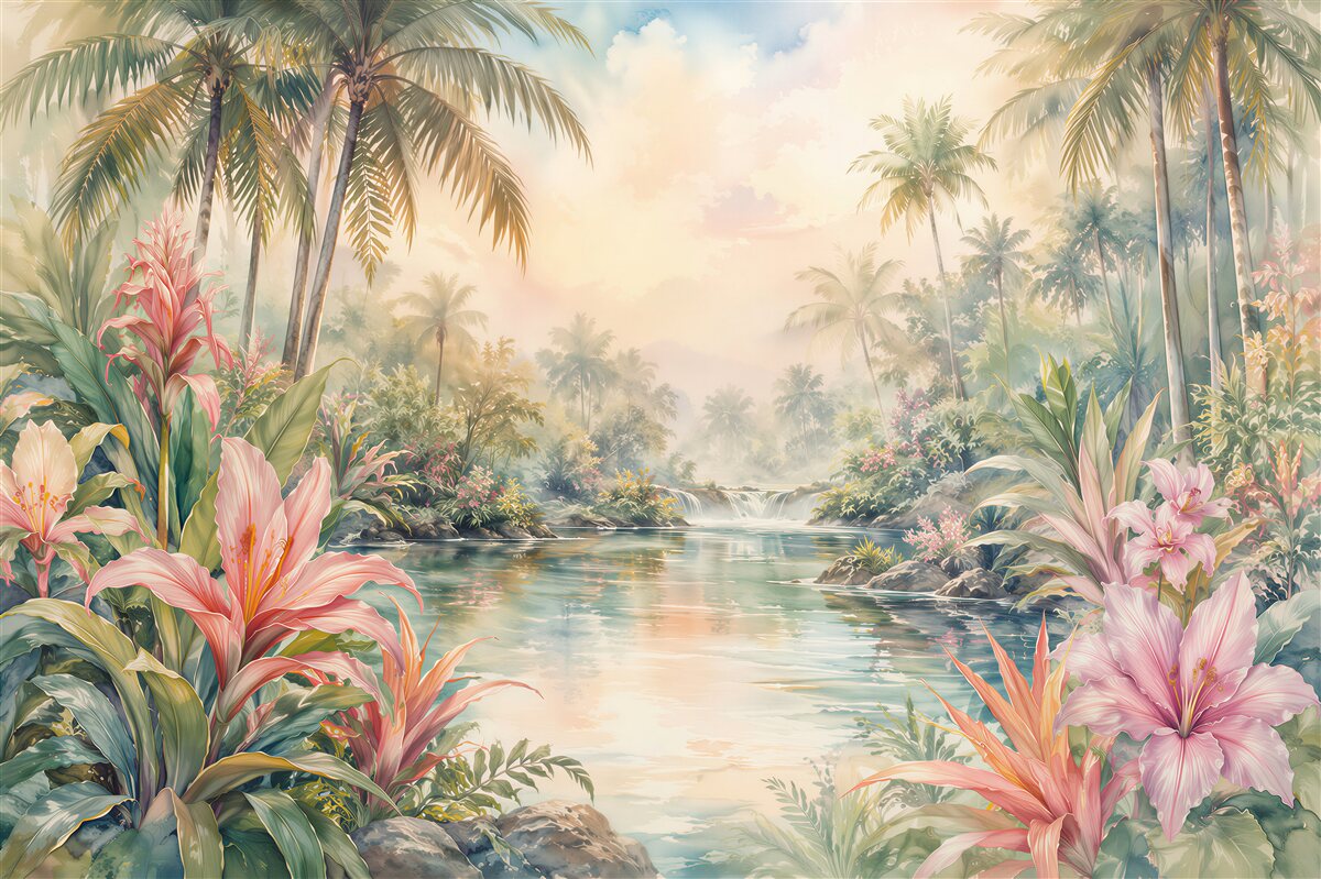 Fototapet Lagună tropicală în flori