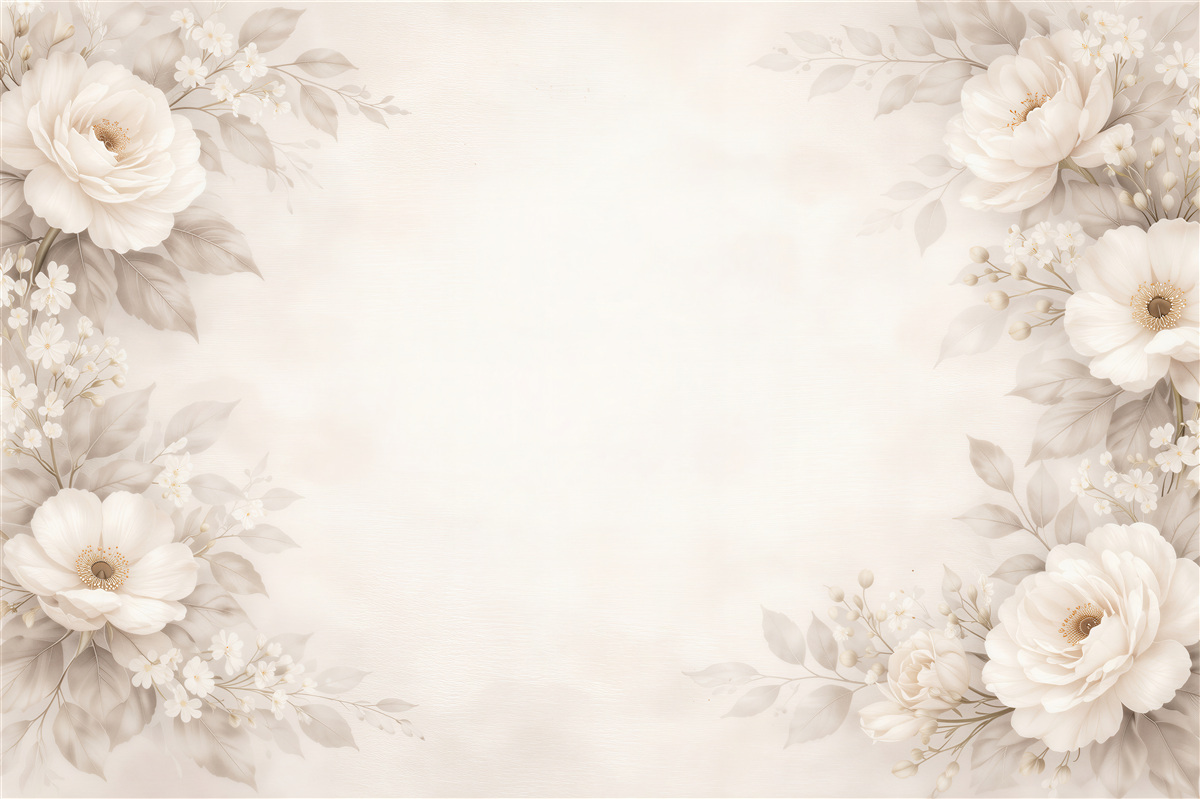 Fototapet Ramă florală crem plină de eleganță
