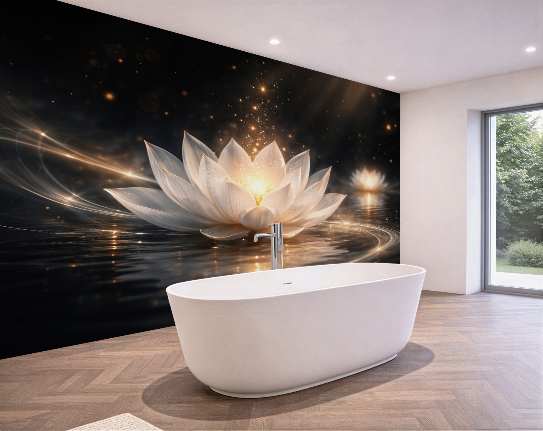 Fototapet Lotus al luminii pe apă liniștită